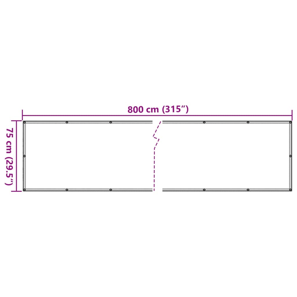 vidaXL Balcony Privacy Screen Anthracite 800x75 cm PVC