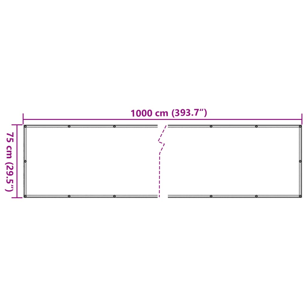 vidaXL Balcony Privacy Screen Grey 1000x75 cm PVC