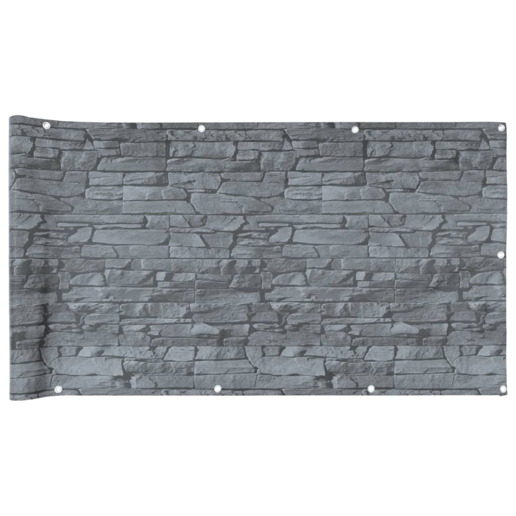 vidaXL Balcony Privacy Screen Ledge Stone Look Grey 300x75 cm PVC