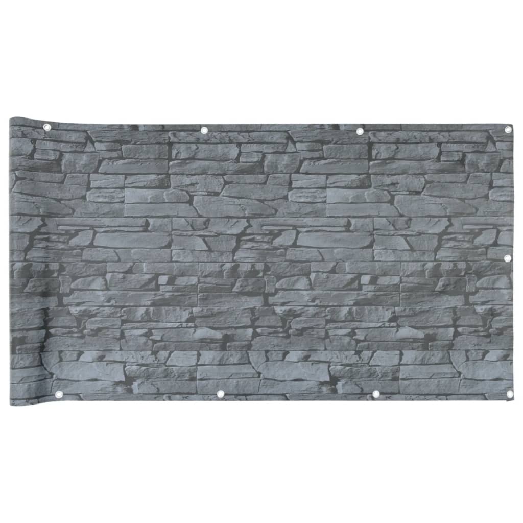 vidaXL Balcony Privacy Screen Ledge Stone Look Grey 400x75 cm PVC