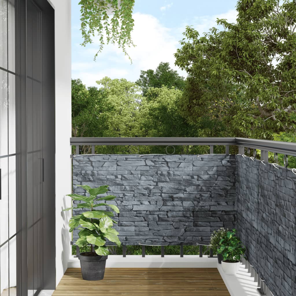 vidaXL Balcony Privacy Screen Ledge Stone Look Grey 600x75 cm PVC