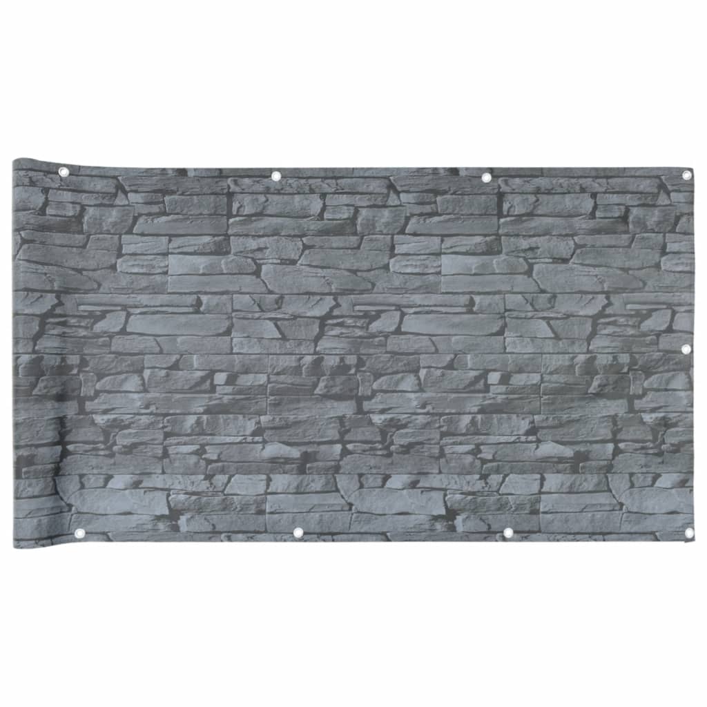 vidaXL Balcony Privacy Screen Ledge Stone Look Grey 300x90 cm PVC