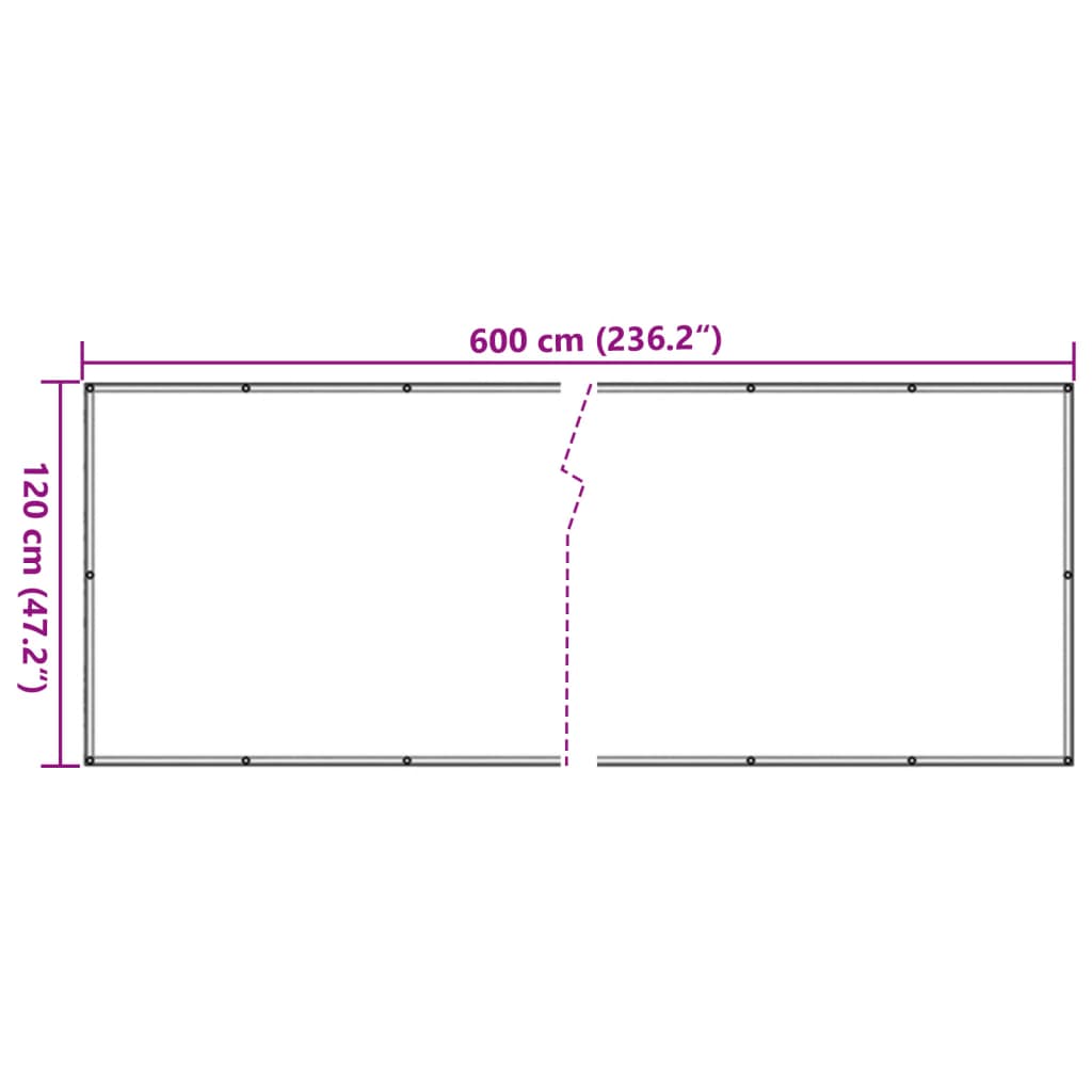 vidaXL Balcony Privacy Screen Grey 600x120 cm PVC