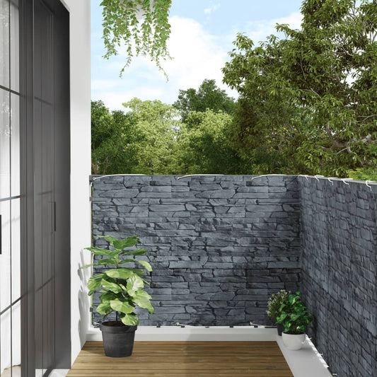 vidaXL Balcony Privacy Screen Ledge Stone Look Grey 400x120 cm PVC