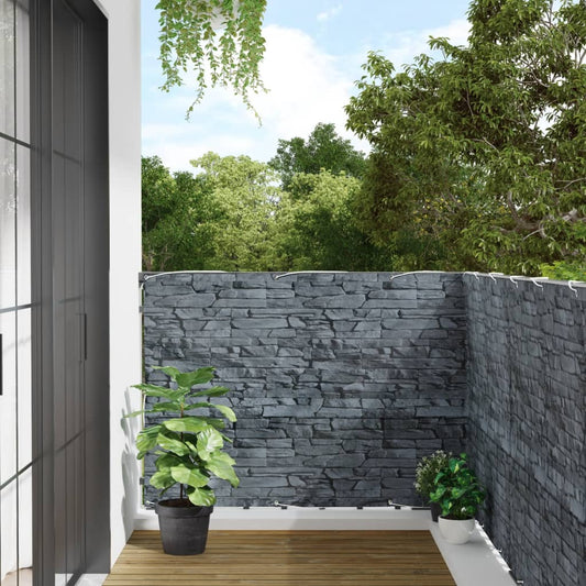 vidaXL Balcony Privacy Screen Ledge Stone Look Grey 500x120 cm PVC