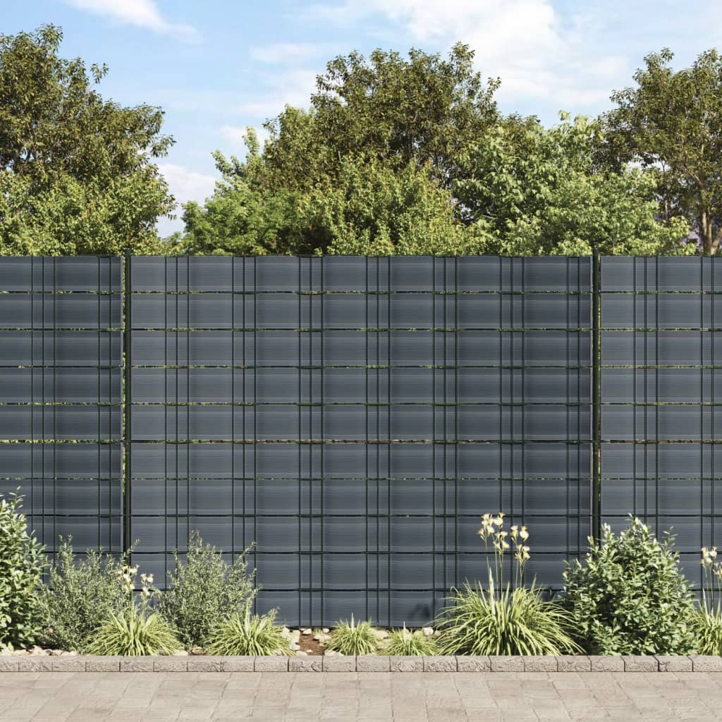 vidaXL Garden Privacy Screens 10 pcs Black 252.5x19 cm PVC