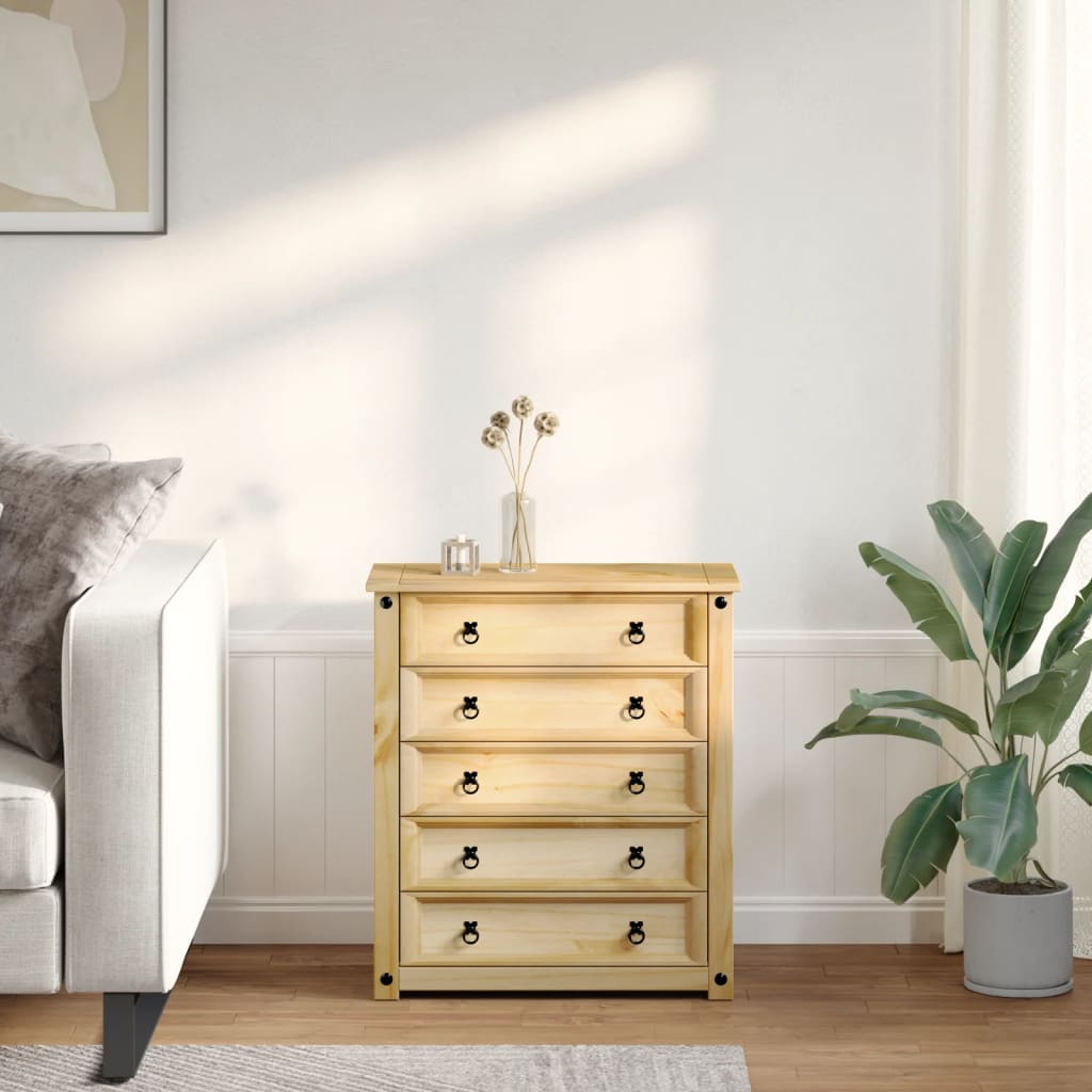 Chest of Drawers "Corona" 80x40x89 cm Solid Wood Pine
