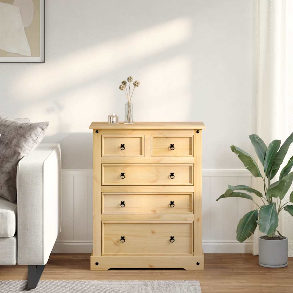 Chest of Drawers "Corona" 92x48x114 cm Solid Wood Pine