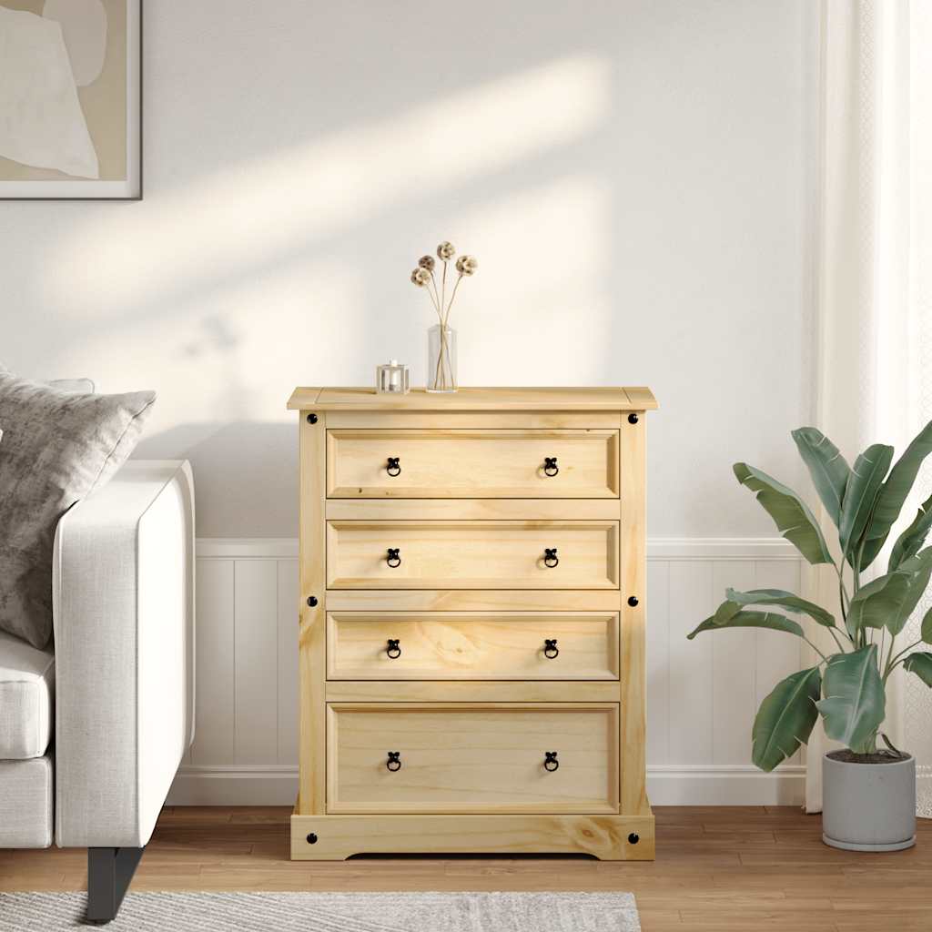 Chest of Drawers "Corona" 92x48x114 cm Solid Wood Pine
