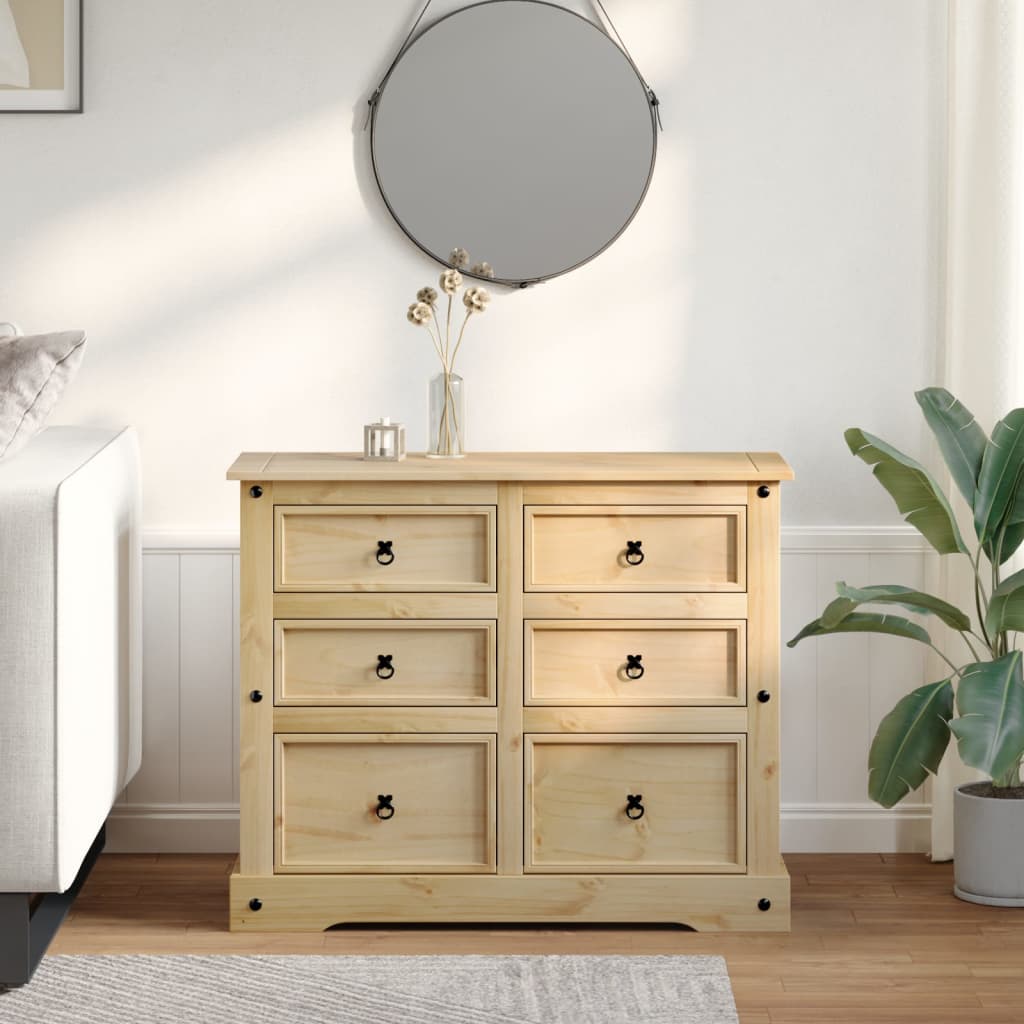 Chest of Drawers "Corona" 110x43x91 cm Solid Wood Pine