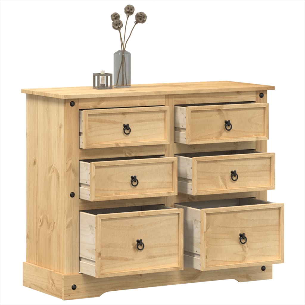 Chest of Drawers "Corona" 110x43x91 cm Solid Wood Pine