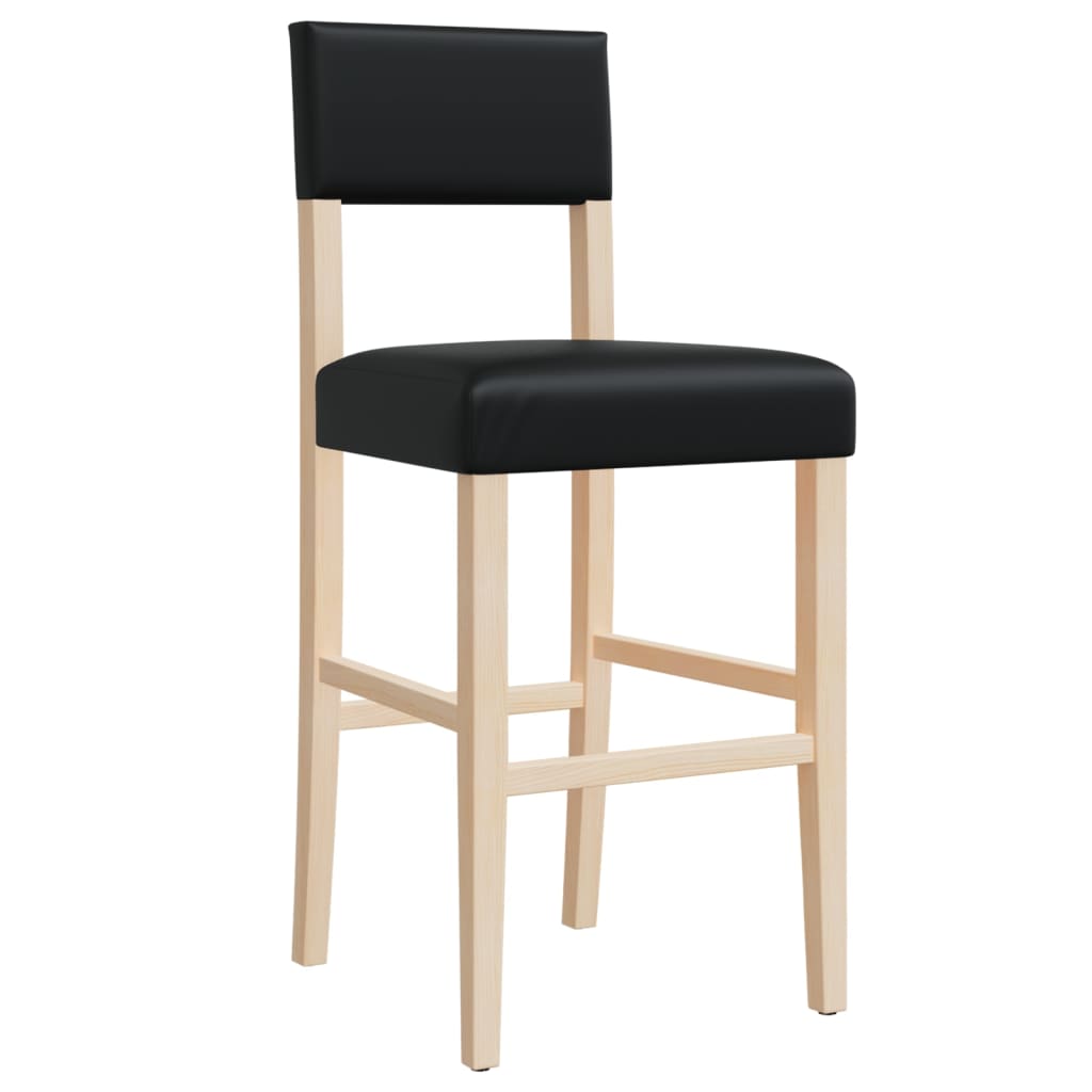 vidaXL Bar Chairs 2 pcs Solid Wood Rubber and Faux Leather