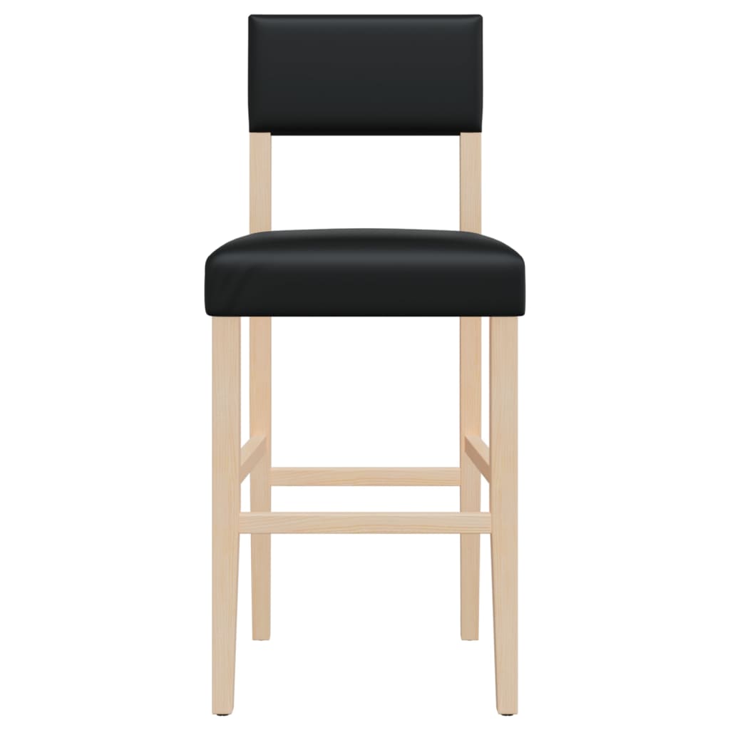 vidaXL Bar Chairs 2 pcs Solid Wood Rubber and Faux Leather