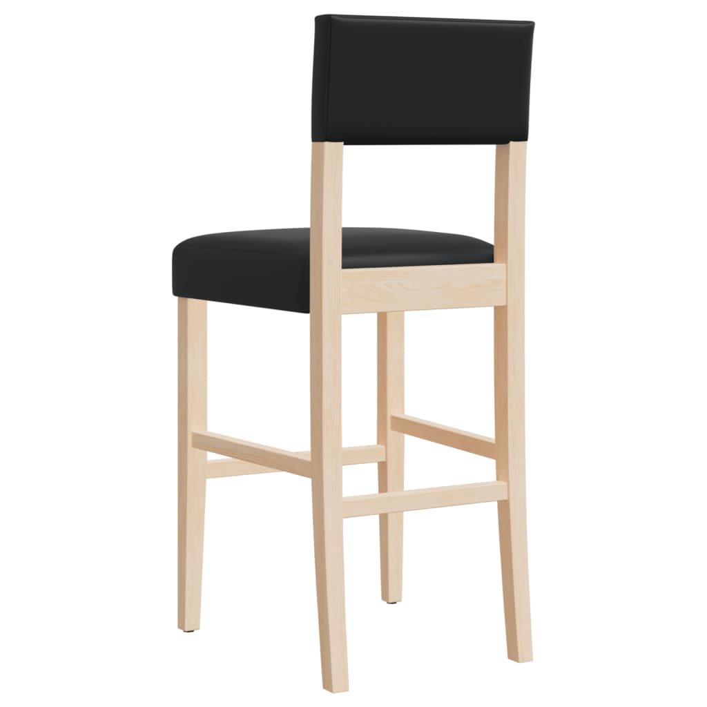 vidaXL Bar Chairs 2 pcs Solid Wood Rubber and Faux Leather