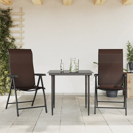 Folding Chairs 2 pcs Brown Poly Rattan