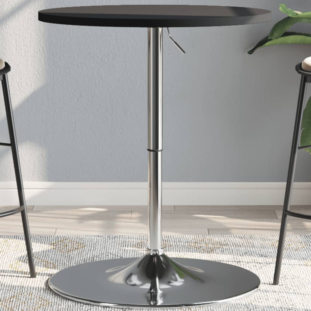 vidaXL Bar Table Black 60x60x90 cm Engineered Wood and Chromed Steel