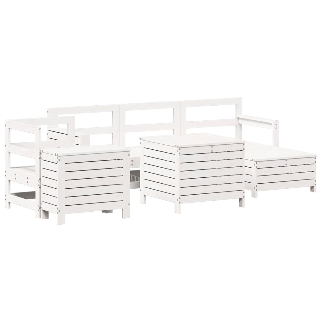 vidaXL 7 Piece Garden Sofa Set White Solid Wood Pine