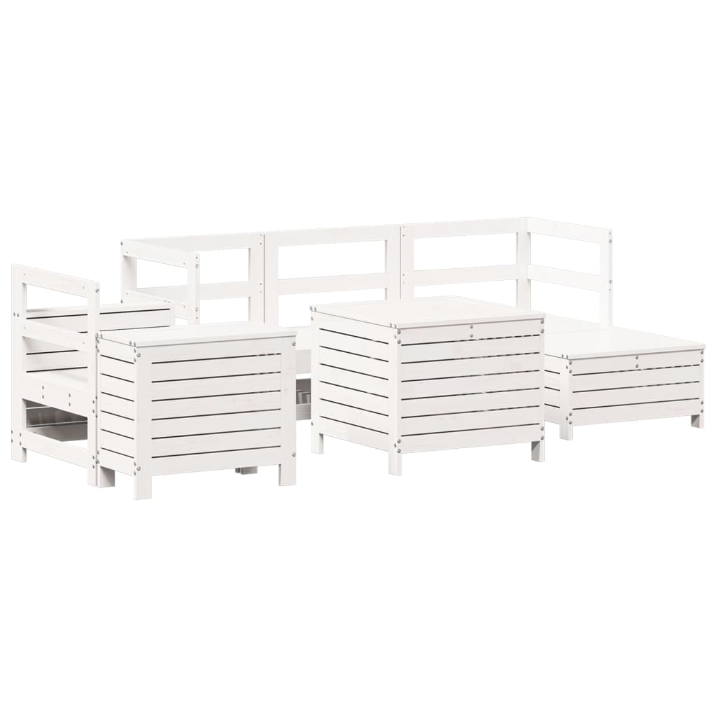 vidaXL 7 Piece Garden Sofa Set White Solid Wood Pine