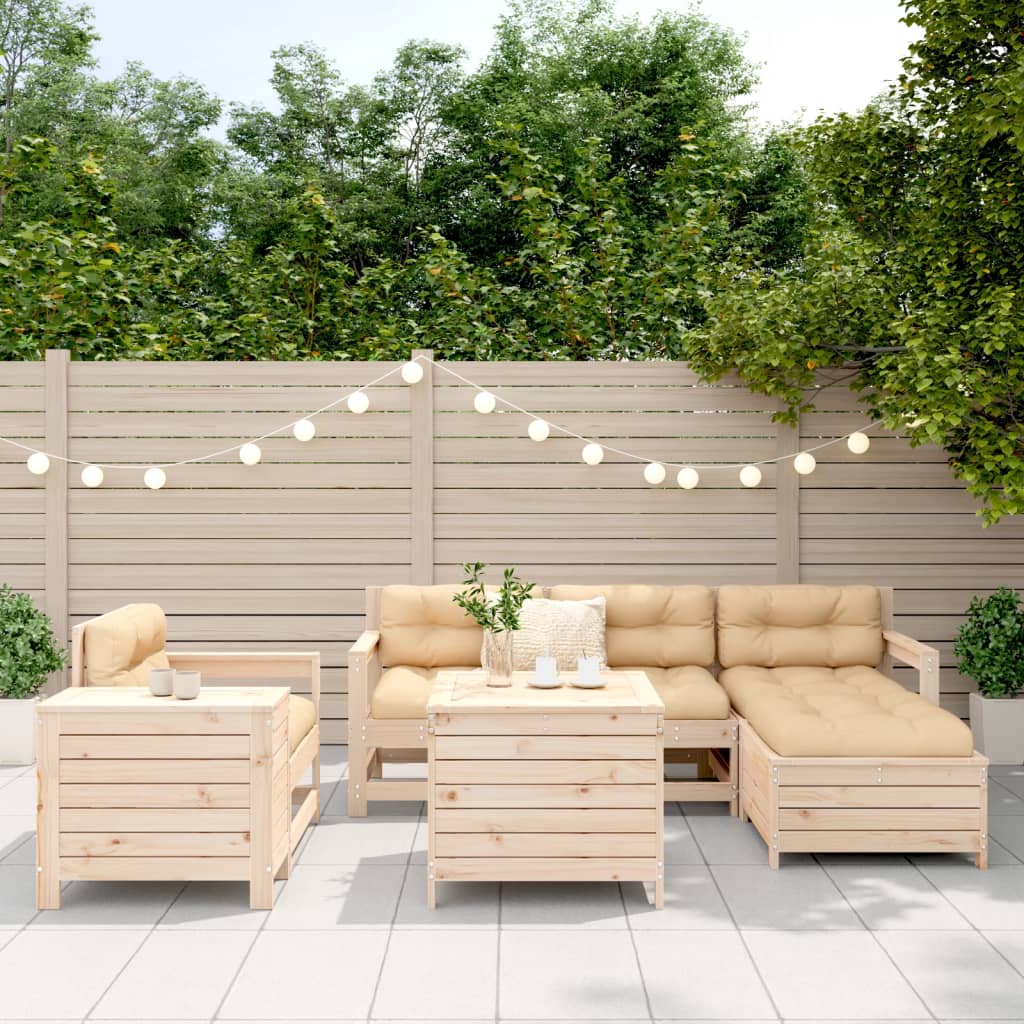 vidaXL 7 Piece Garden Sofa Set Solid Wood Pine