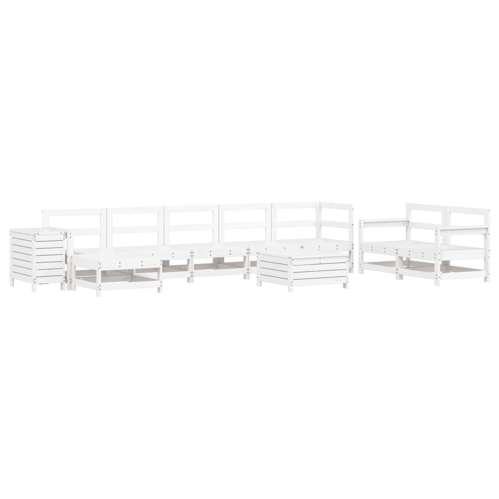 vidaXL 10 Piece Garden Sofa Set White Solid Wood Pine