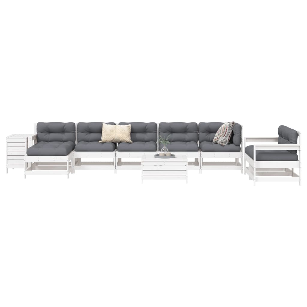 vidaXL 10 Piece Garden Sofa Set White Solid Wood Pine