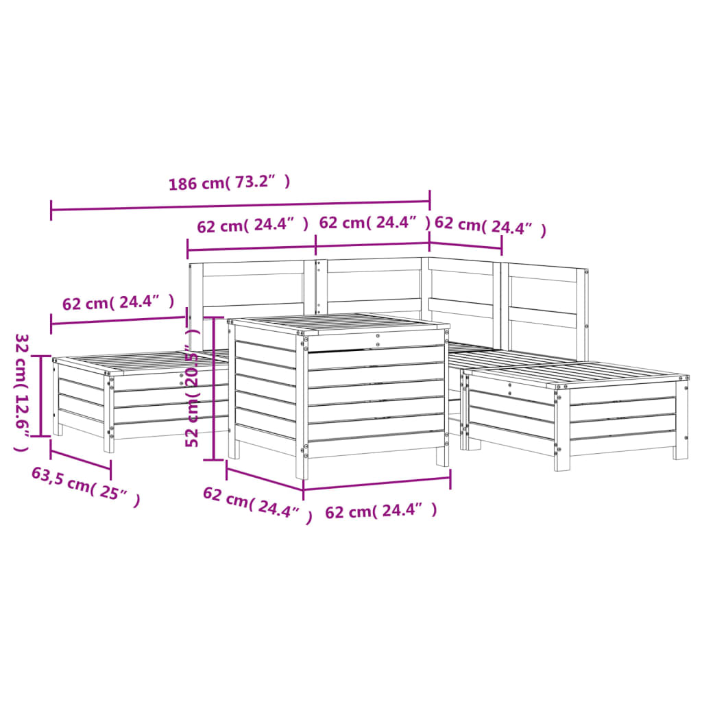 vidaXL 6 Piece Garden Sofa Set Solid Wood Douglas Fir