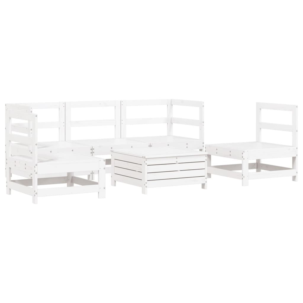 vidaXL 6 Piece Garden Sofa Set White Solid Wood Pine