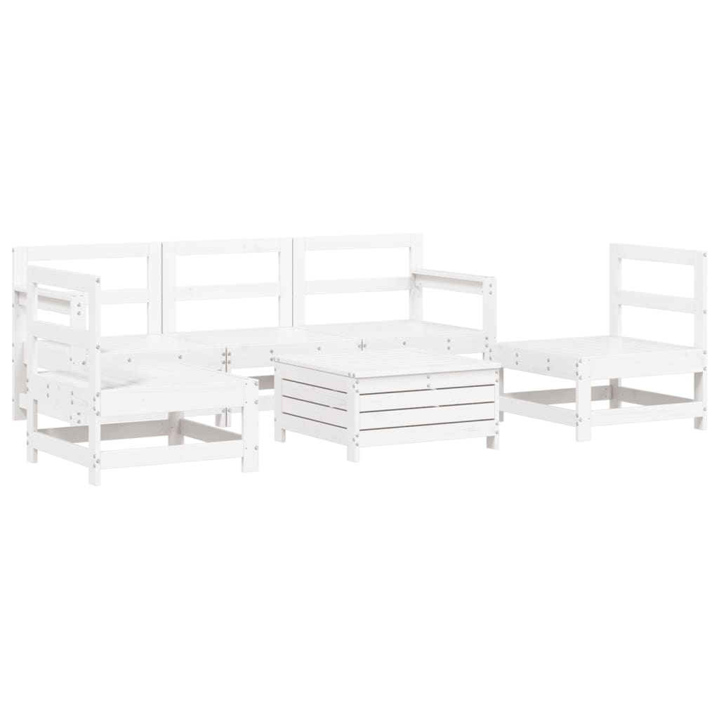 vidaXL 6 Piece Garden Sofa Set White Solid Wood Pine