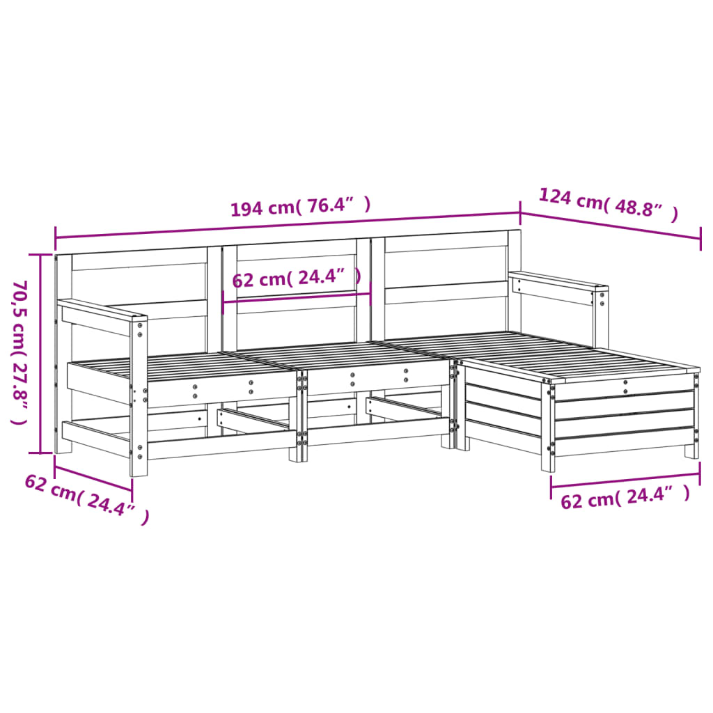 vidaXL 4 Piece Garden Sofa Set Impregnated Wood Pine