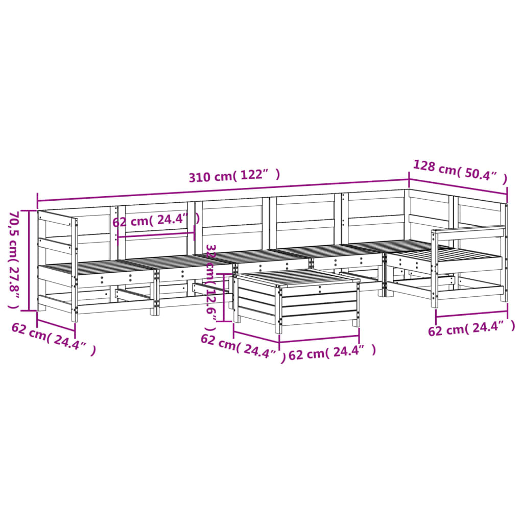 vidaXL 7 Piece Garden Sofa Set Impregnated Wood Pine