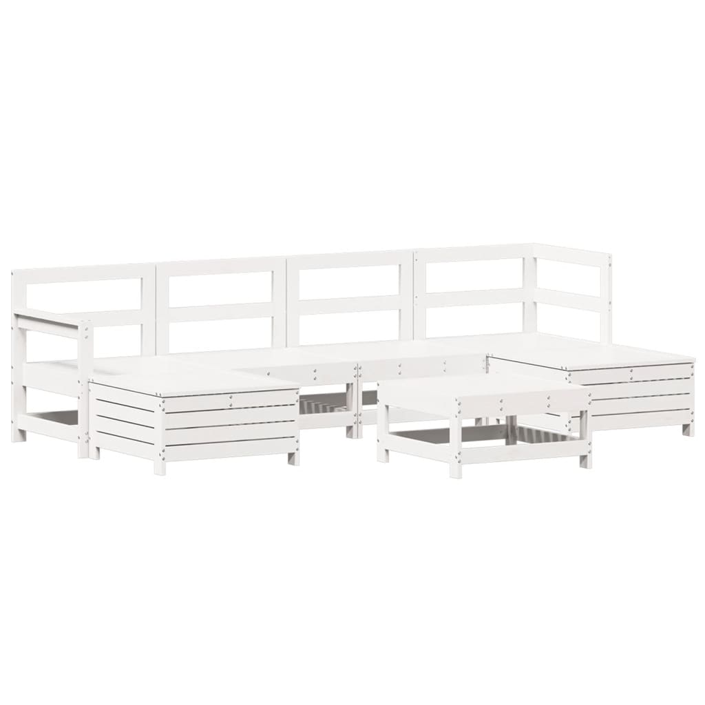 vidaXL 7 Piece Garden Sofa Set White Solid Wood Pine