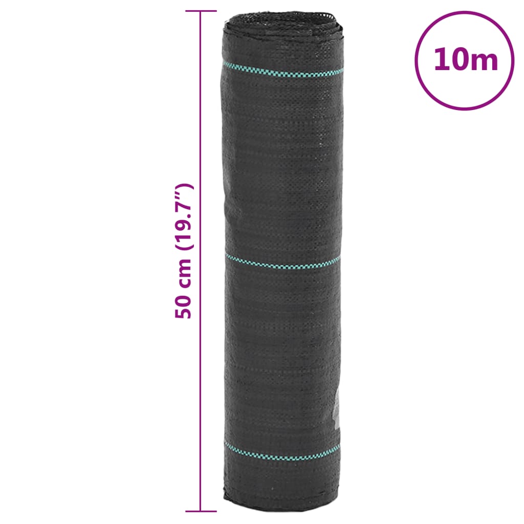 vidaXL Weed Membrane Black 0.5x10 m PP