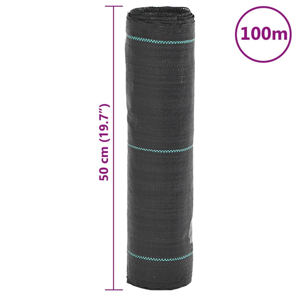 vidaXL Weed Membrane Black 0.5x100 m PP