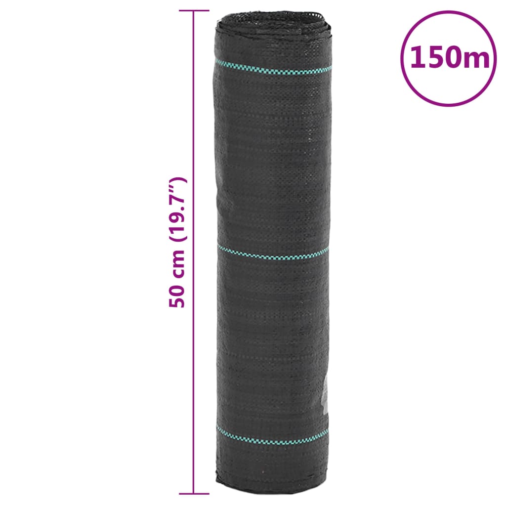 vidaXL Weed Membrane Black 0.5x150 m PP