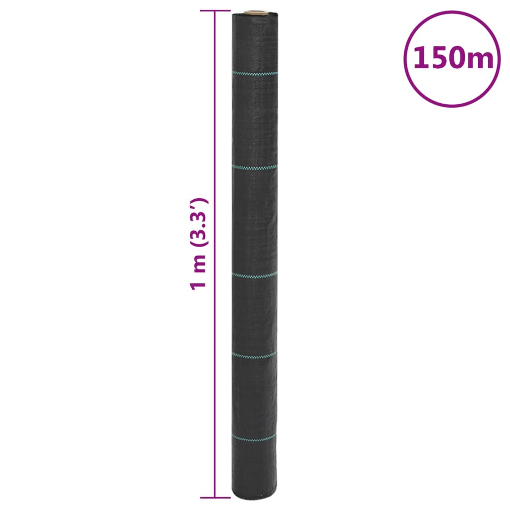 vidaXL Weed Membrane Black 1x150 m PP