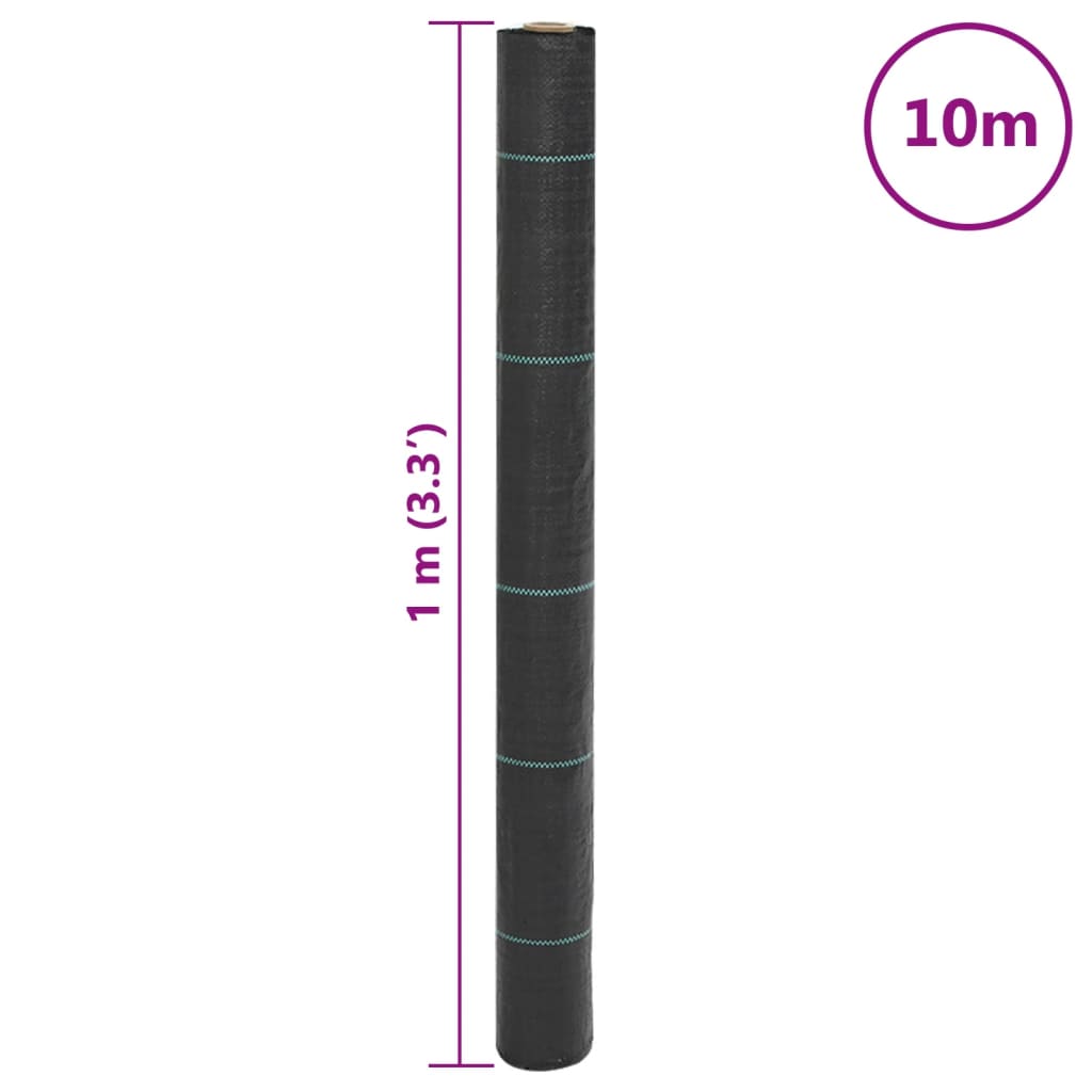 vidaXL Weed Membrane Black 1x10 m PP