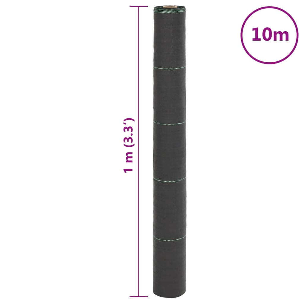 vidaXL Weed Membrane Black 1x10 m PP