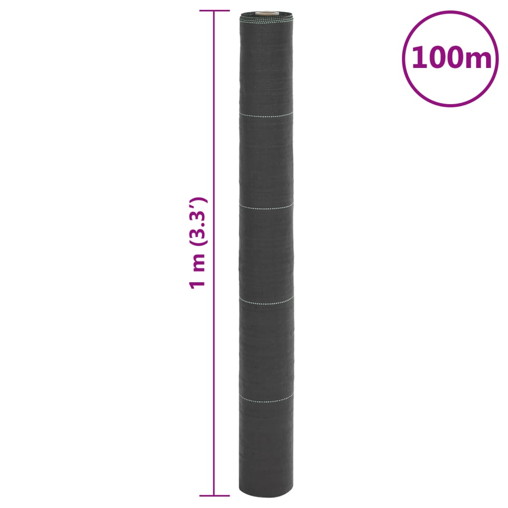 vidaXL Weed Membrane Black 1x100 m PP