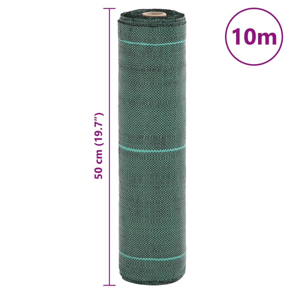 vidaXL Weed Membrane Green 0.5x10 m PP