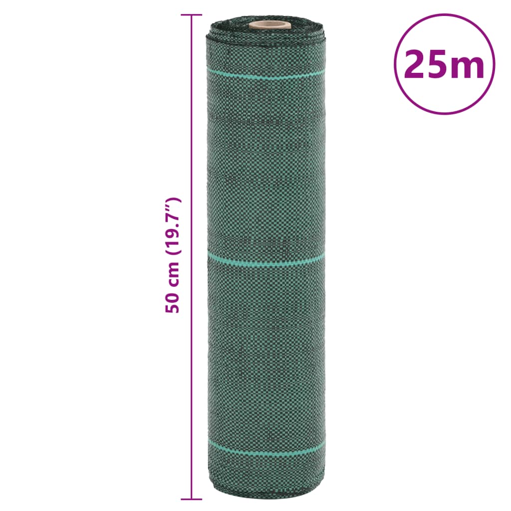 vidaXL Weed Membrane Green 0.5x25 m PP