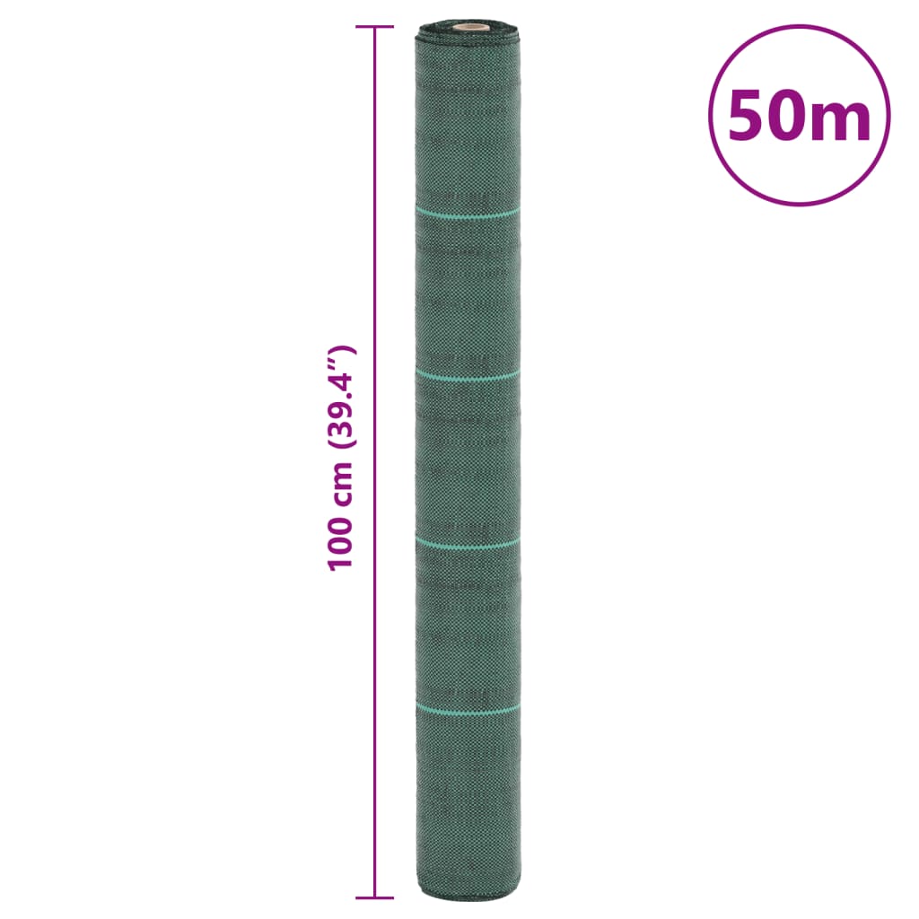 vidaXL Weed Membrane Green 1x50 m PP