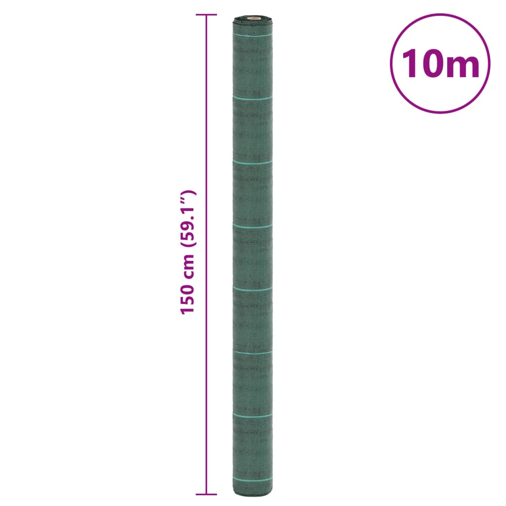 vidaXL Weed Membrane Green 1.5x10 m PP