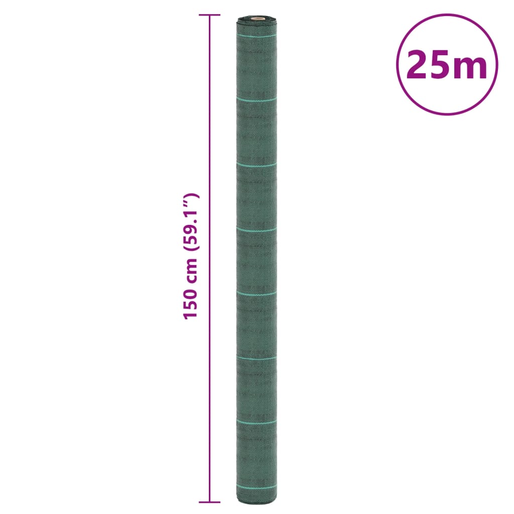 vidaXL Weed Membrane Green 1.5x25 m PP