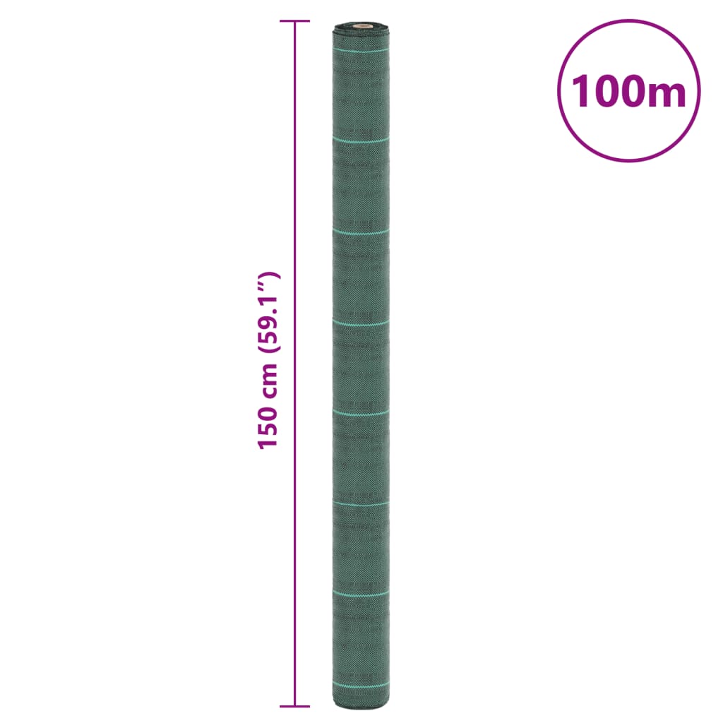 vidaXL Weed Membrane Green 1.5x100 m PP