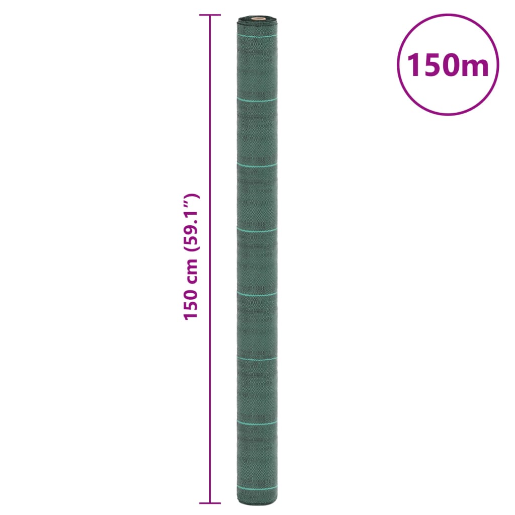 vidaXL Weed Membrane Green 1.5x150 m PP