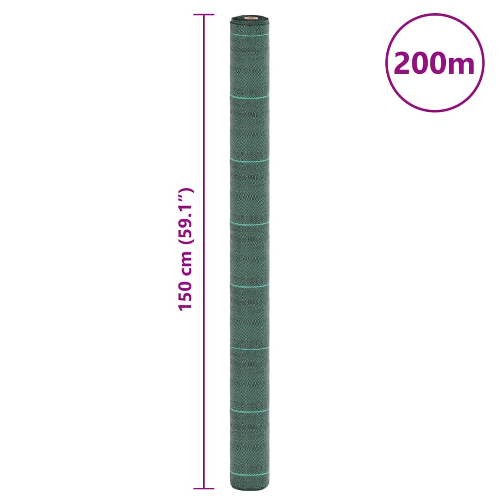 vidaXL Weed Membrane Green 1.5x200 m PP