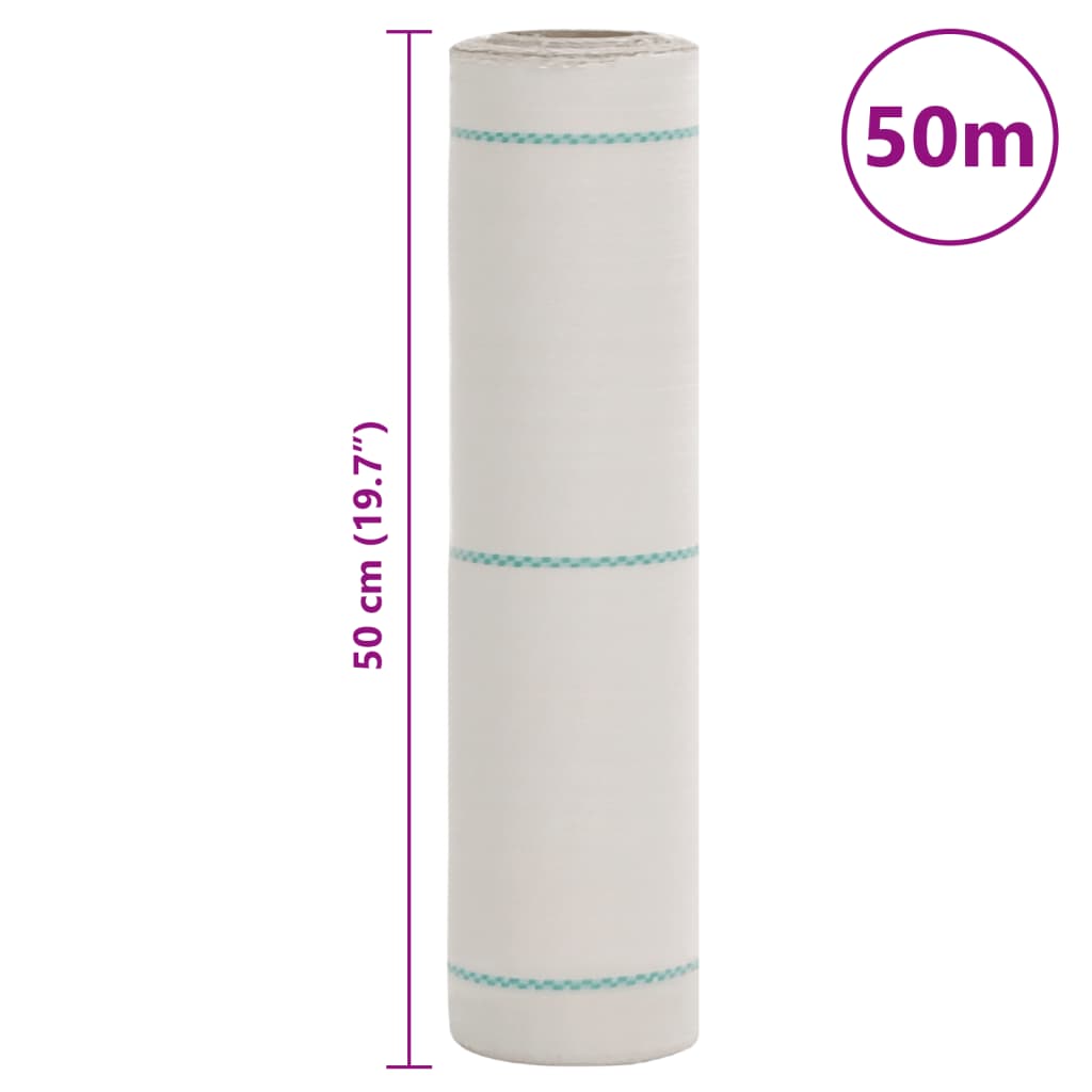 vidaXL Weed Membrane White 0.5x50 m PP