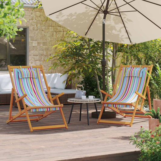 Folding Chairs 2 pcs Multicolour Fabric