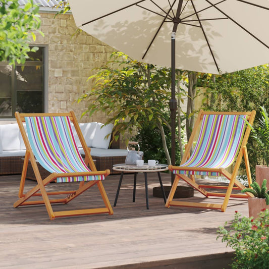 Folding Chairs 2 pcs Multicolour Fabric