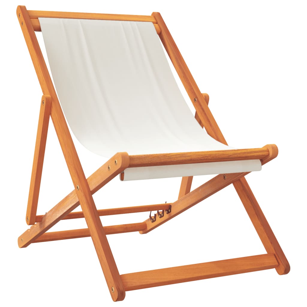 vidaXL Folding Beach Chairs 2 pcs Cream White Fabric